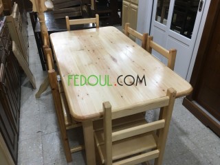 Table de cuisine 6 chaise bois rouge
